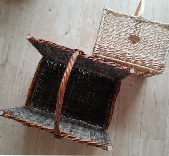 Détail panier à bûches en osier blanc - Les Liens Naturels - Atelier de Vannerie - Audrey Alvarez - Ladeuze - Belgique